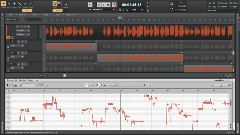 Comping with Melodyne clips