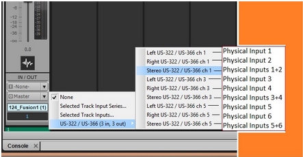 SONAR track inputs with description