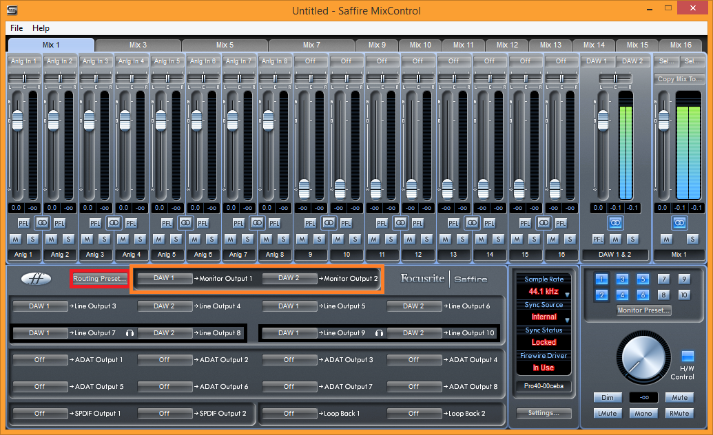 Saffire Mix Control