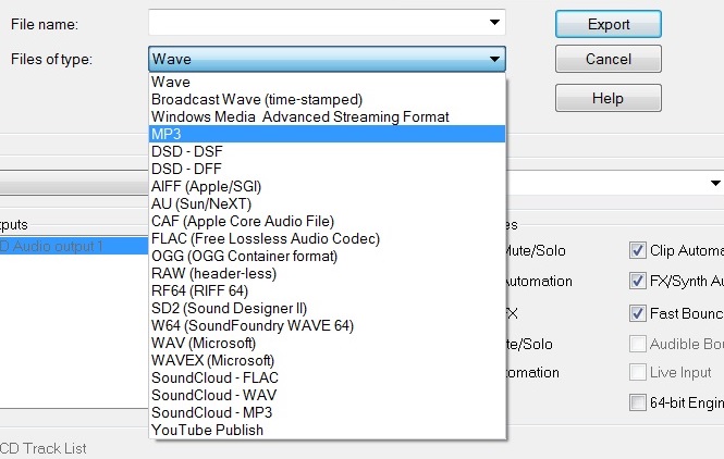 Export Options