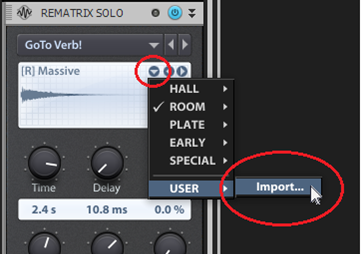REmatrix Solo IR Import menu