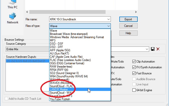 Export Options