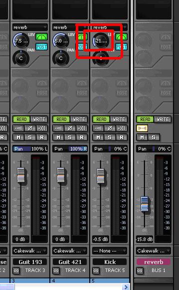 setting send levels on a track