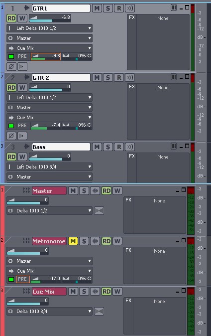 adjusting track send levels