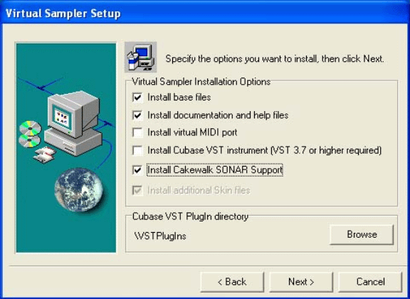 Check the box labeled "Install Cakewalk SONAR Support."