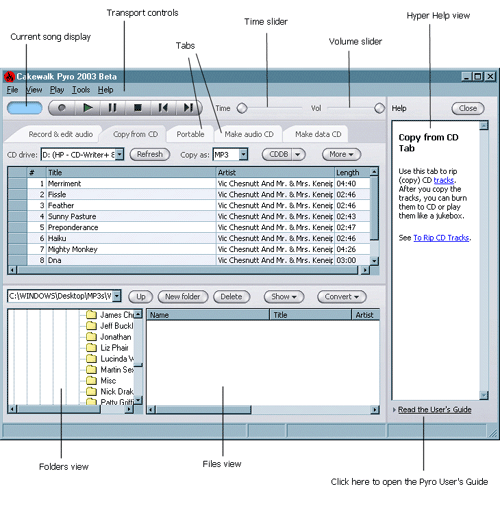 Pyro 2003 interface