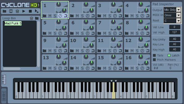Cyclone DXi keyboard view