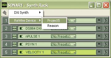 SONAR 2.x's Synth Rack